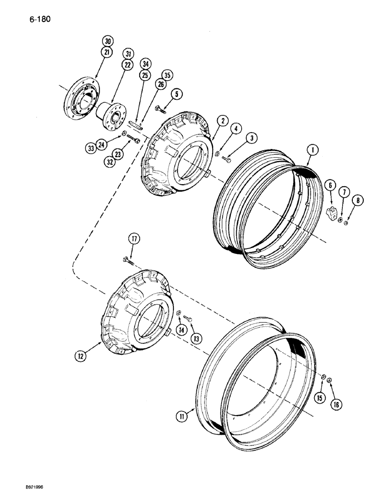 Схема запчастей Case IH 7120 - (6-180) - UNIVERSAL CAST REAR WHEELS, SINGLE OR DUAL, 38, 42 AND 46 INCH RIMS (06) - POWER TRAIN