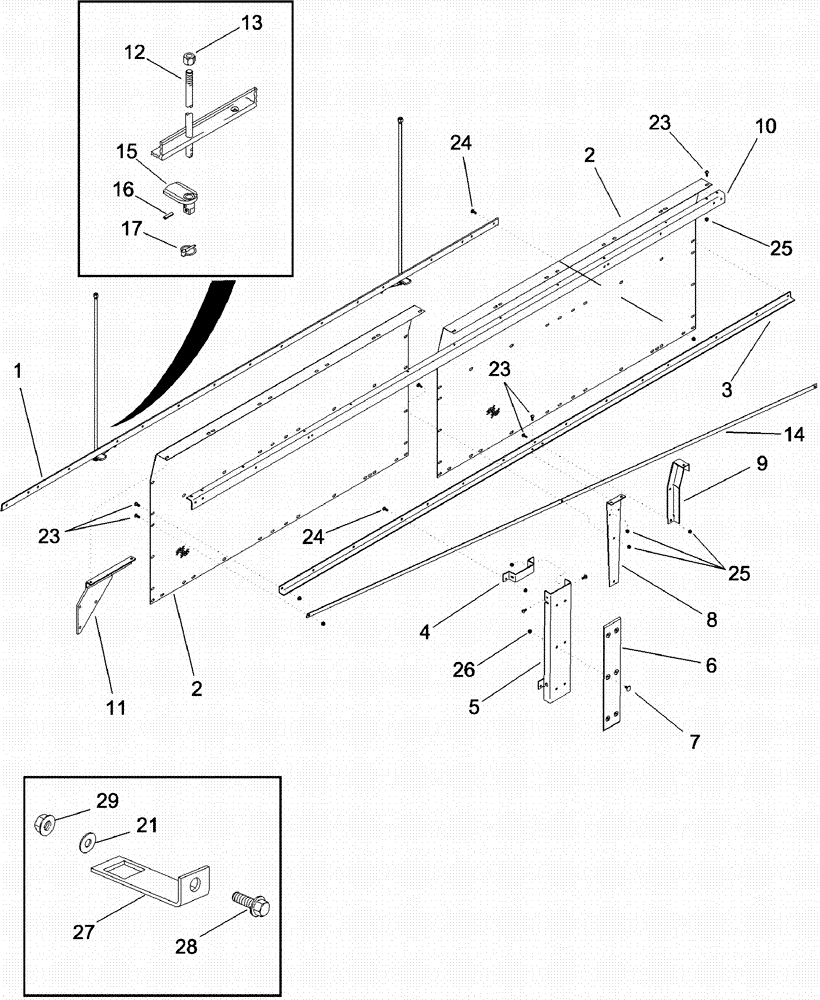 Схема запчастей Case IH 620 - (09D-04) - LID, BASKET - RIGHT HAND WALL (16) - BASKET