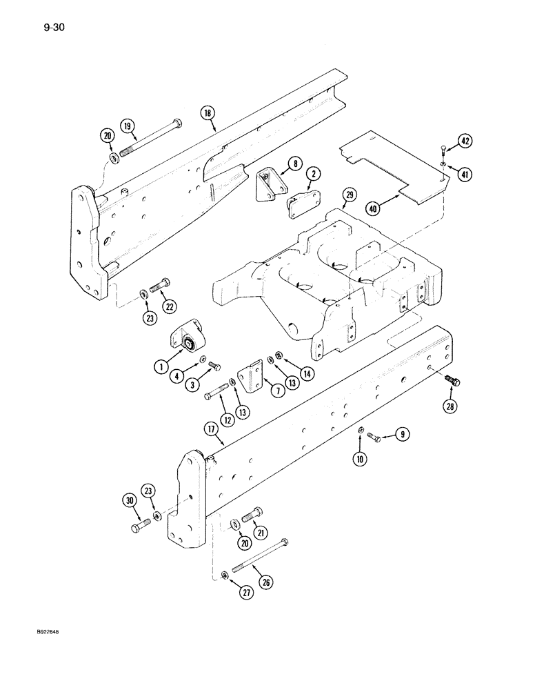 Схема запчастей Case IH 7140 - (9-030) - ENGINE MOUNT AND SIDE FRAME (09) - CHASSIS/ATTACHMENTS