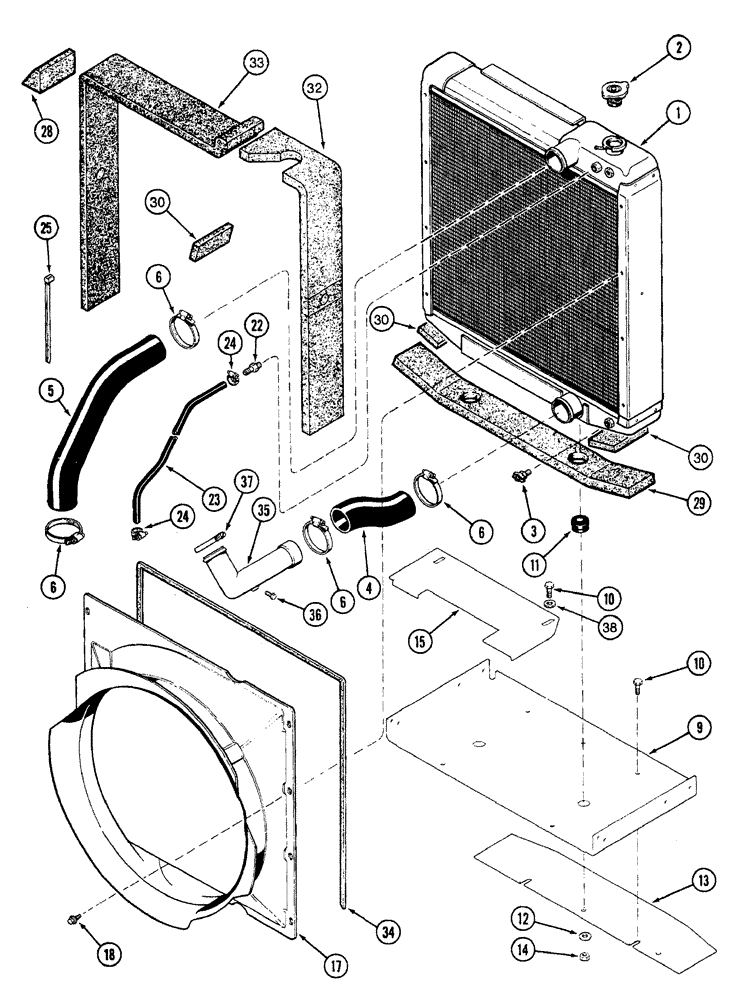 Схема запчастей Case IH 7230 - (2-002) - RADIATOR AND ATTACHING PARTS, PRIOR TO TRACTOR P.I.N. TRACTOR P.I.N. JJA0064978 (02) - ENGINE