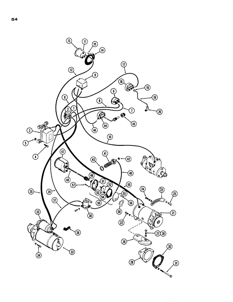 Схема запчастей Case IH 188 - (54) - ELECTRICAL SYSTEM, DIESEL ENGINE 