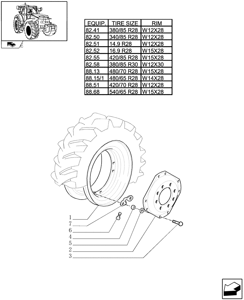 Схема запчастей Case IH PUMA 155 - (82.00[07]) - FRONT WHEELS (11) - WHEELS/TRACKS