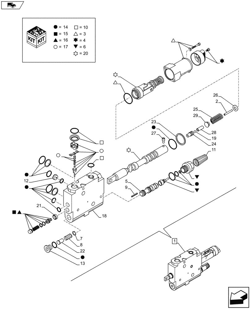 Схема запчастей Case IH PUMA 185 - (35.204.0106[05]) - CONTROL VALVE SECTION, COMPONENTS (35) - HYDRAULIC SYSTEMS