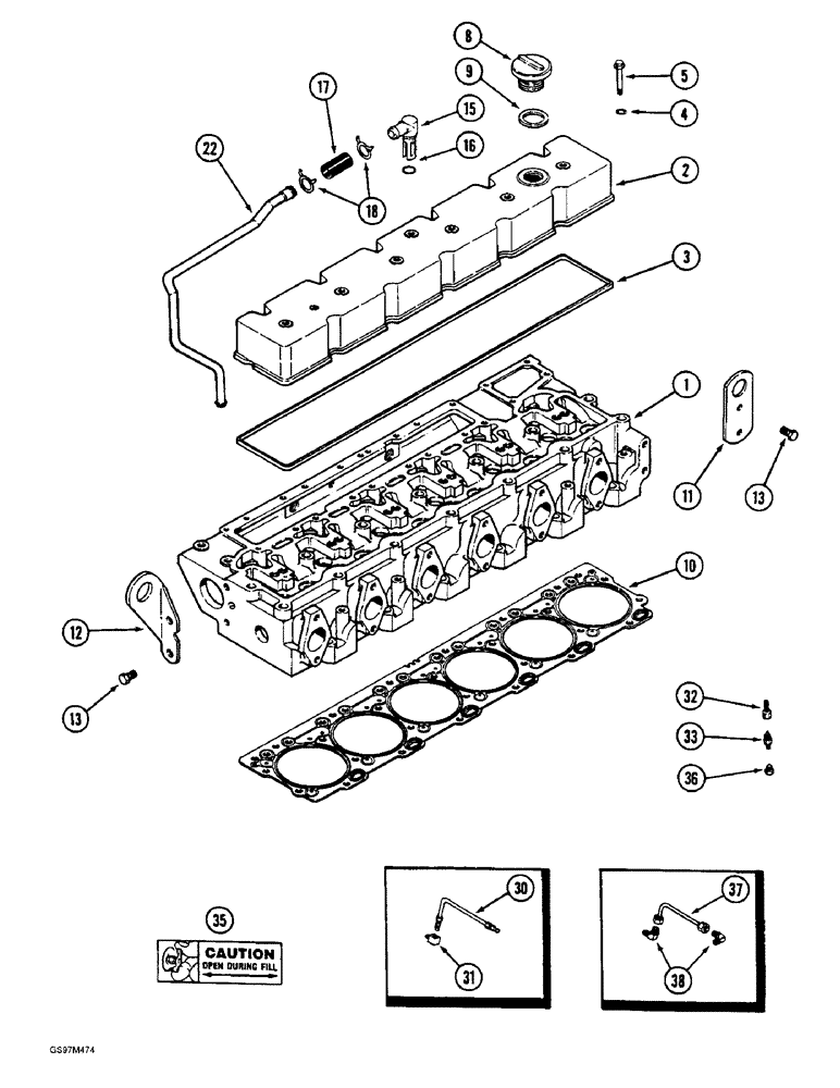 Схема запчастей Case IH 1660 - (2-28) - CYLINDER HEAD COVER, 6T-830 ENGINE (01) - ENGINE