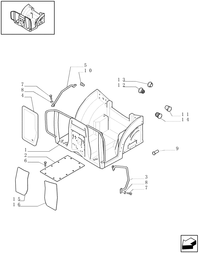 Схема запчастей Case IH MAXXUM 110 - (1.87.0) - PLATFORM - L/CAB (08) - SHEET METAL