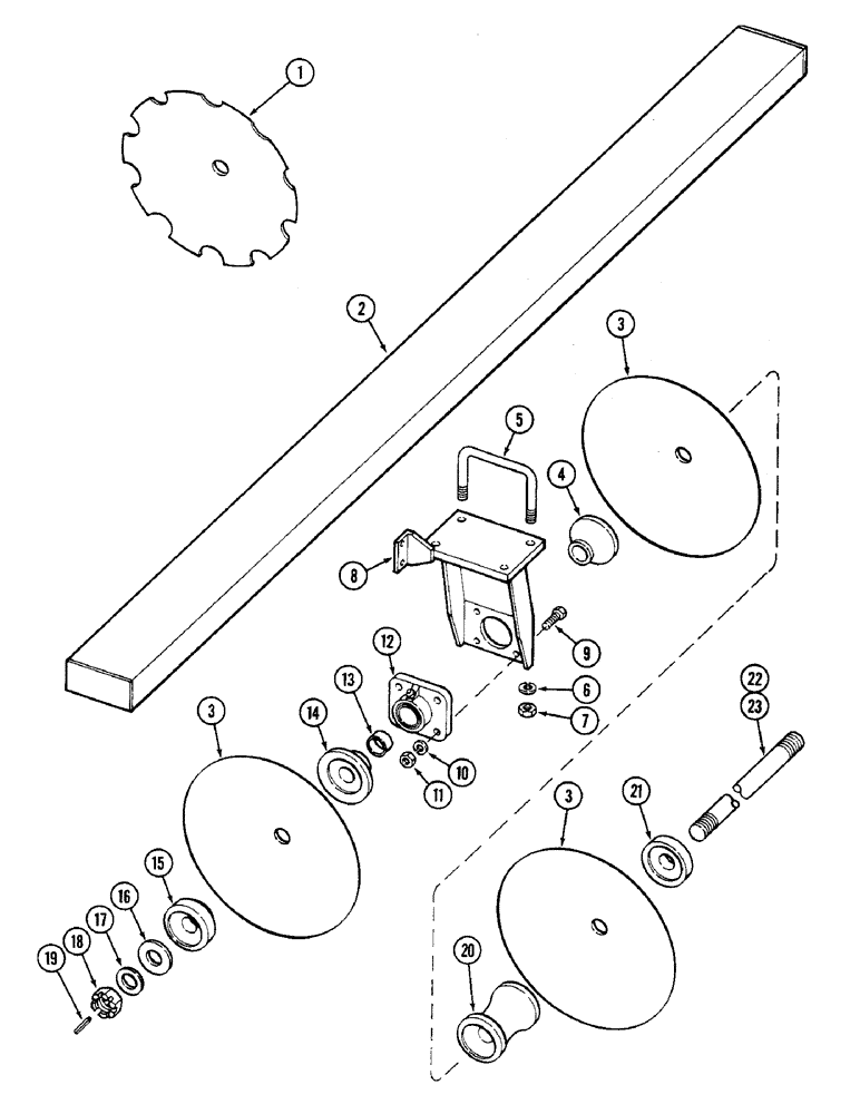 Схема запчастей Case IH RPW - (058) - FRONT GANG - 8 INCH (203.2 MM) SPACING, WITH EXTRA BEARING STANDS 18 FOOT (5.5M) CUT 