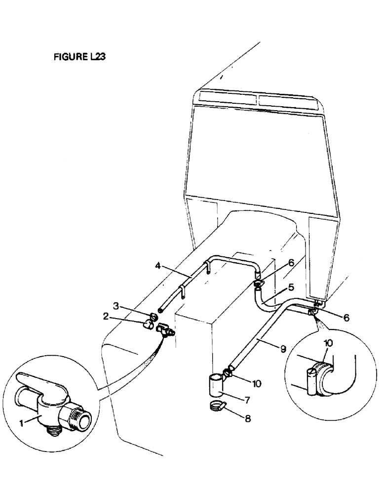 Схема запчастей Case IH 1412 - (L23-1) - CHASSIS, BONNET, FENDERS, SAFETY FRAME AND CAB, CAB HTR. PIPES & FITTINGS 1410SK, 1412SK (12) - CHASSIS