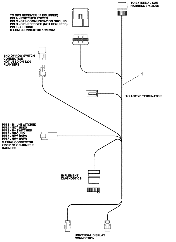 Схема запчастей Case IH 1230 - (55.100.07) - ELECTRICAL - HARNESS AFS OUTSIDE CAB - 87408268 (55) - ELECTRICAL SYSTEMS