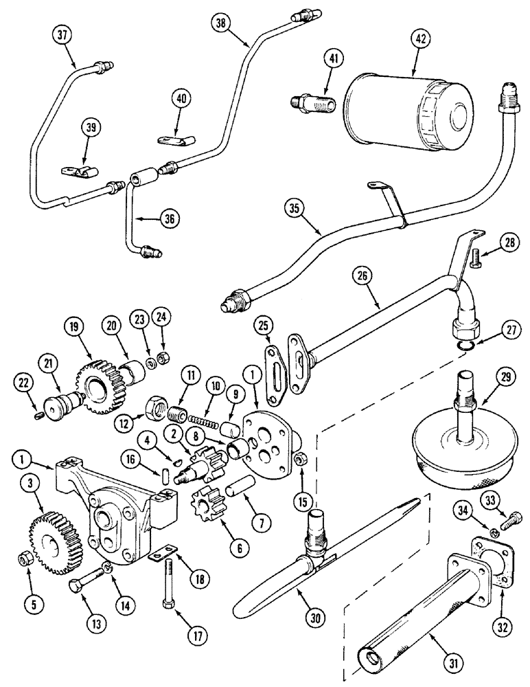 Схема запчастей Case IH 1594 - (2-26) - OIL PUMP, TUBES AND FILTER (02) - ENGINE