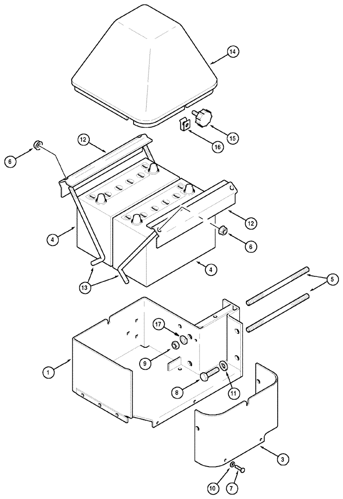 Схема запчастей Case IH MX120 - (04-12) - BATTERY COVERS (04) - ELECTRICAL SYSTEMS