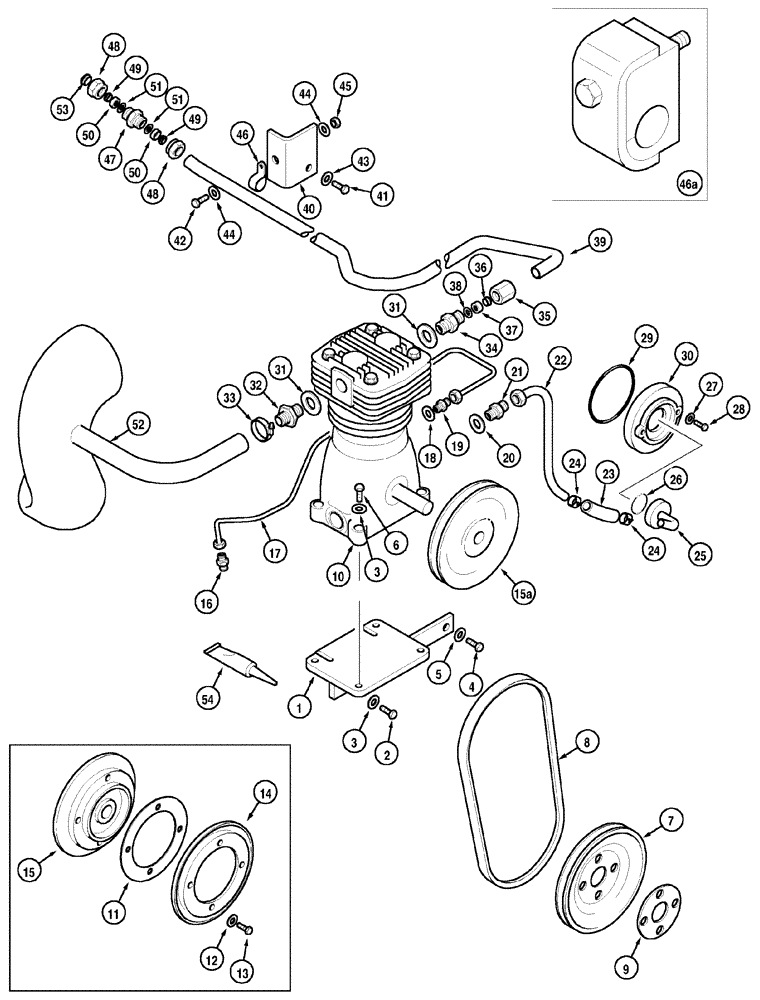 Схема запчастей Case IH MX120 - (07-10) - PNEUMATIC TRAILER BRAKE COMPRESSOR AND MOUNTING (07) - BRAKES