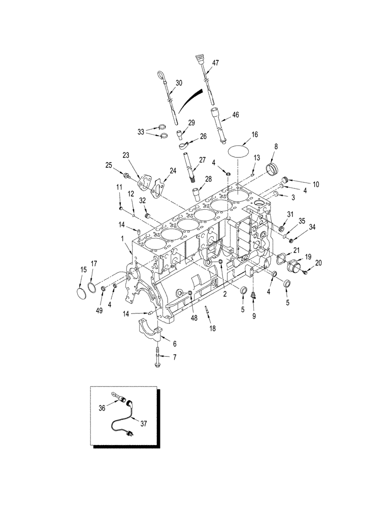 Схема запчастей Case IH STX275 - (02-23[01]) - CYLINDER BLOCK, STX275 (02) - ENGINE