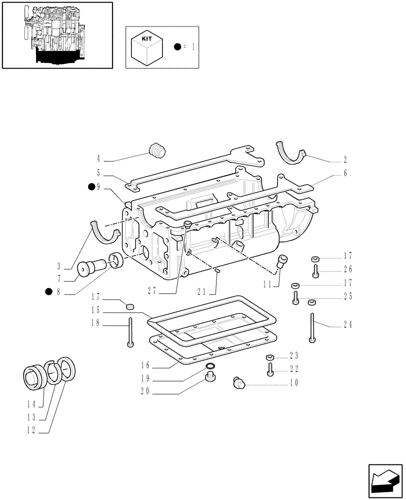 Схема запчастей Case IH JX95 - (0.04.2/03) - (VAR.319-747) TTF MOTOR TIER2 - OIL PAN (01) - ENGINE