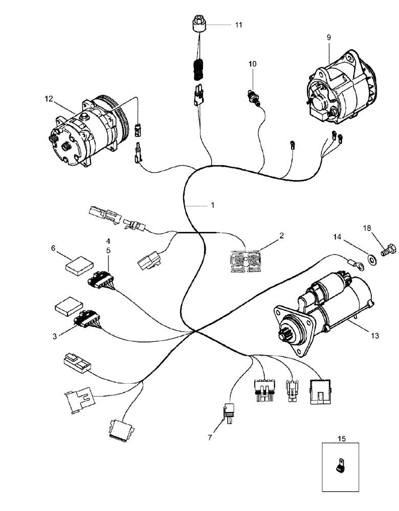 Схема запчастей Case IH 620 - (04-01) - HARNESS, ENGINE (06) - ELECTRICAL SYSTEMS