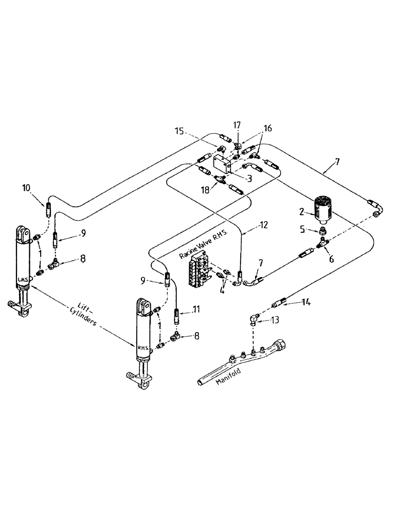 Схема запчастей Case IH 7700 - (B05-68) - HYDRAULICS, CIRCUIT, LIFT CYLINDER 7700 W/ COUNTER-BALANCE VALVE Hydraulic Components & Circuits