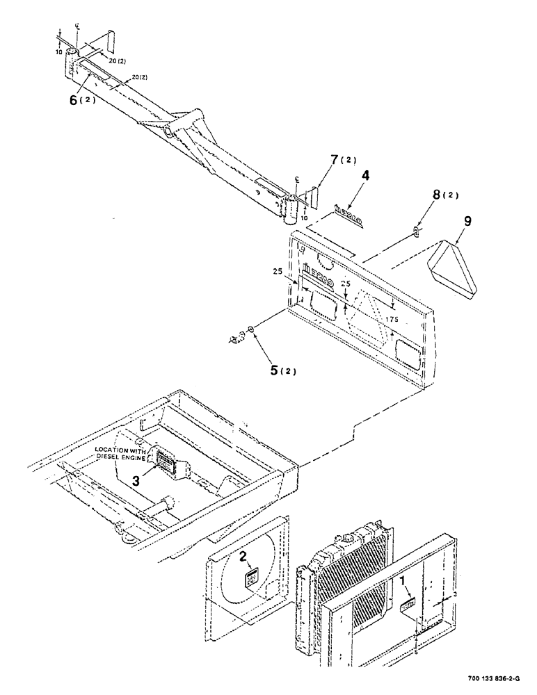 Схема запчастей Case IH 8825HP - (09-06) - DECAL LOCATION DIAGRAM, REAR (09) - CHASSIS