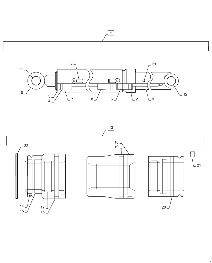 Схема запчастей Case IH L755 - (35.723.040[01]) - BUCKET CYLINDER, HYDRAULIC CYLINDER - MSL (35) - HYDRAULIC SYSTEMS