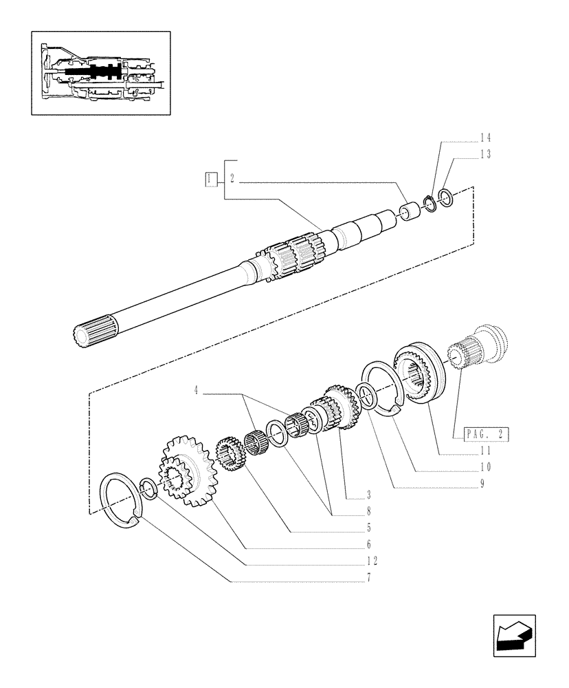 Схема запчастей Case IH JX70 - (1.28.1/01[01]) - (VAR.113-115) 20X12 TRANSMISSION WITH SYNCHRO SHUTTLE AND CREEPER - SHAFTS AND GEARS (03) - TRANSMISSION