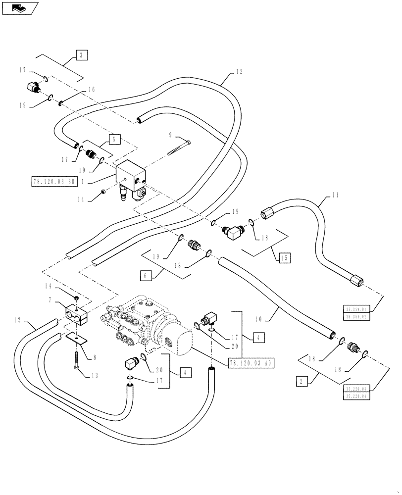 Схема запчастей Case IH 610 - (78.120.03.BA) - PRESSURE WASHER HYDRAULICS (78) - SPRAYING