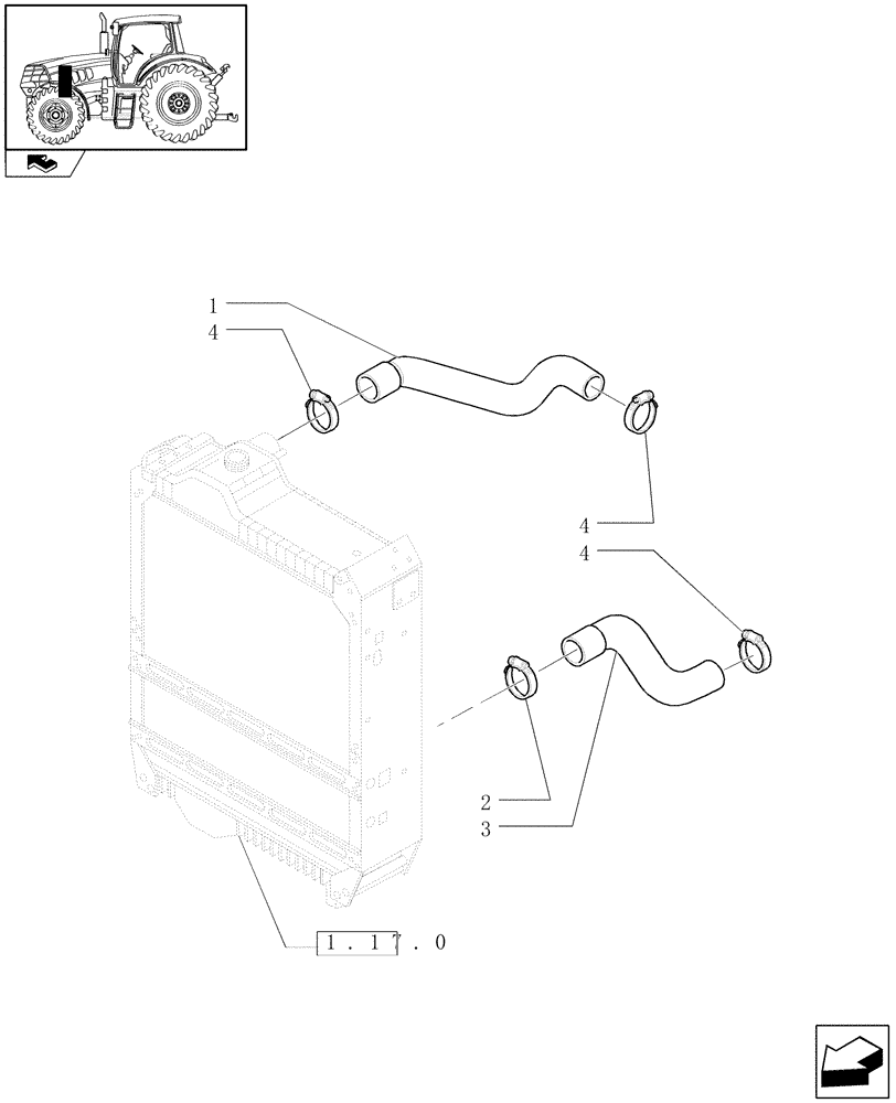 Схема запчастей Case IH MAXXUM 120 - (1.17.2[02]) - COOLING - RADIATOR HOSES (02) - ENGINE EQUIPMENT