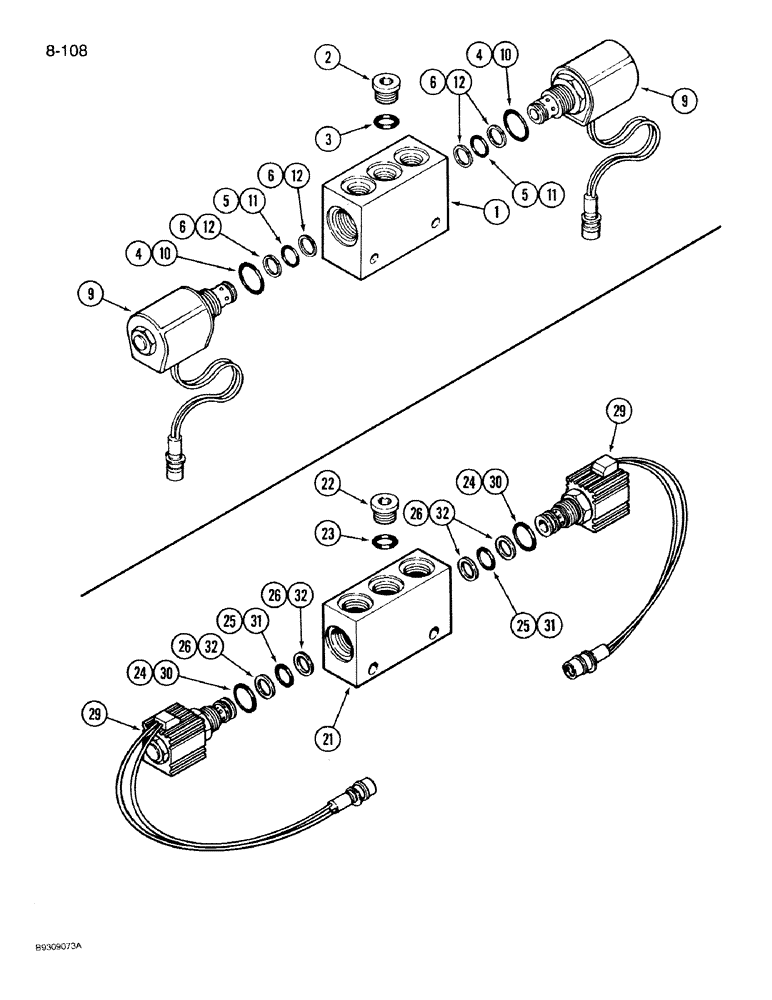 Схема запчастей Case IH 950 - (8-108) - ROW MARKER VALVE, ALL RIGID, 8 ROW WIDE AND 12 ROW NARROW, VERTICAL FOLD (08) - HYDRAULICS