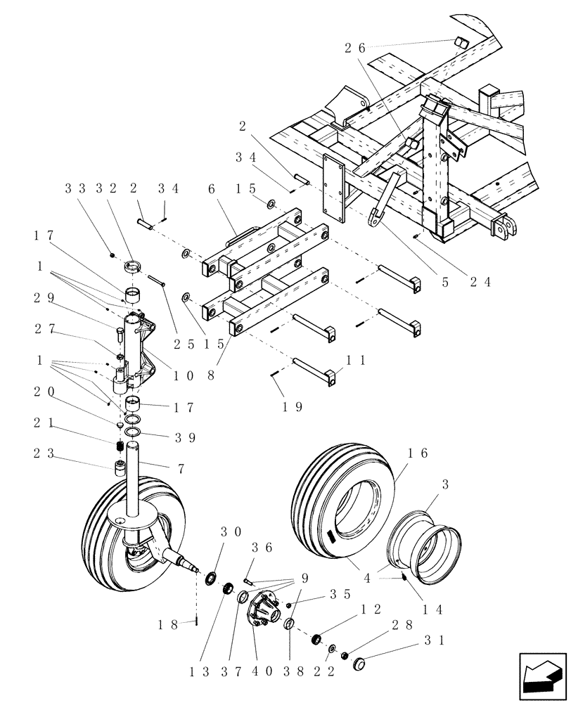 Схема запчастей Case IH ATX - (09-58) - CASTER ASSEMBLY - HEAVY DUTY, MAIN FRAMES OVER 40 FEET (BSN CBJ0008249) (09) - CHASSIS