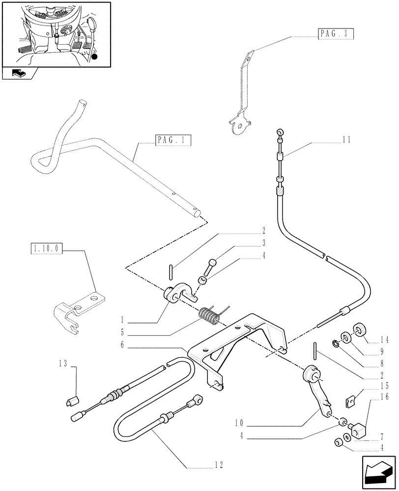 Схема запчастей Case IH FARMALL 95C - (1.92.10/01[02]) - THROTTLE CONTROL LINKAGE - L/CAB (10) - OPERATORS PLATFORM/CAB