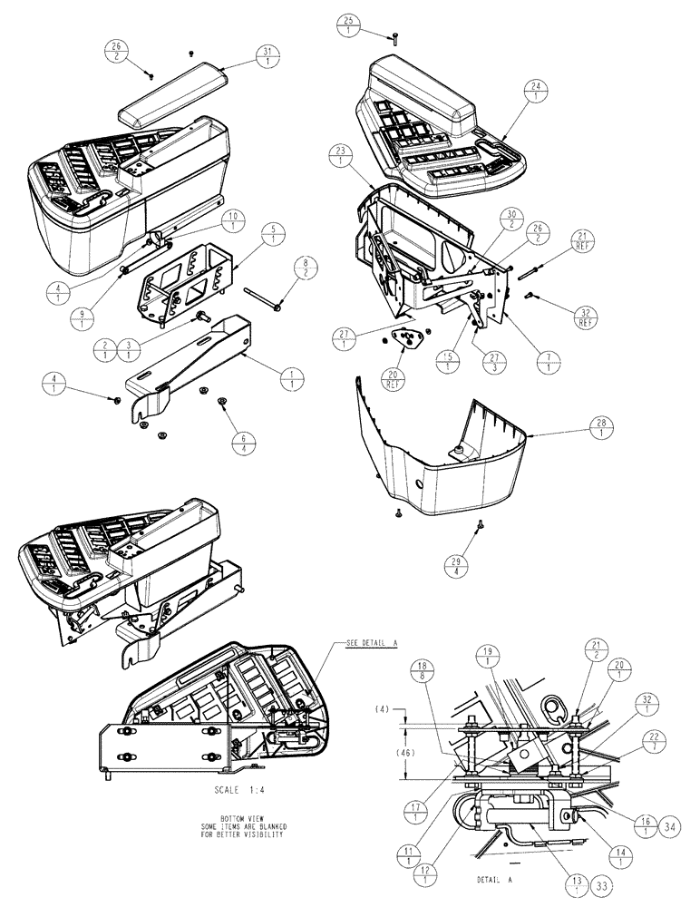Схема запчастей Case IH SPX4410 - (01-030) - RH CONSOLE SUB ASSEMBLY Cab Interior