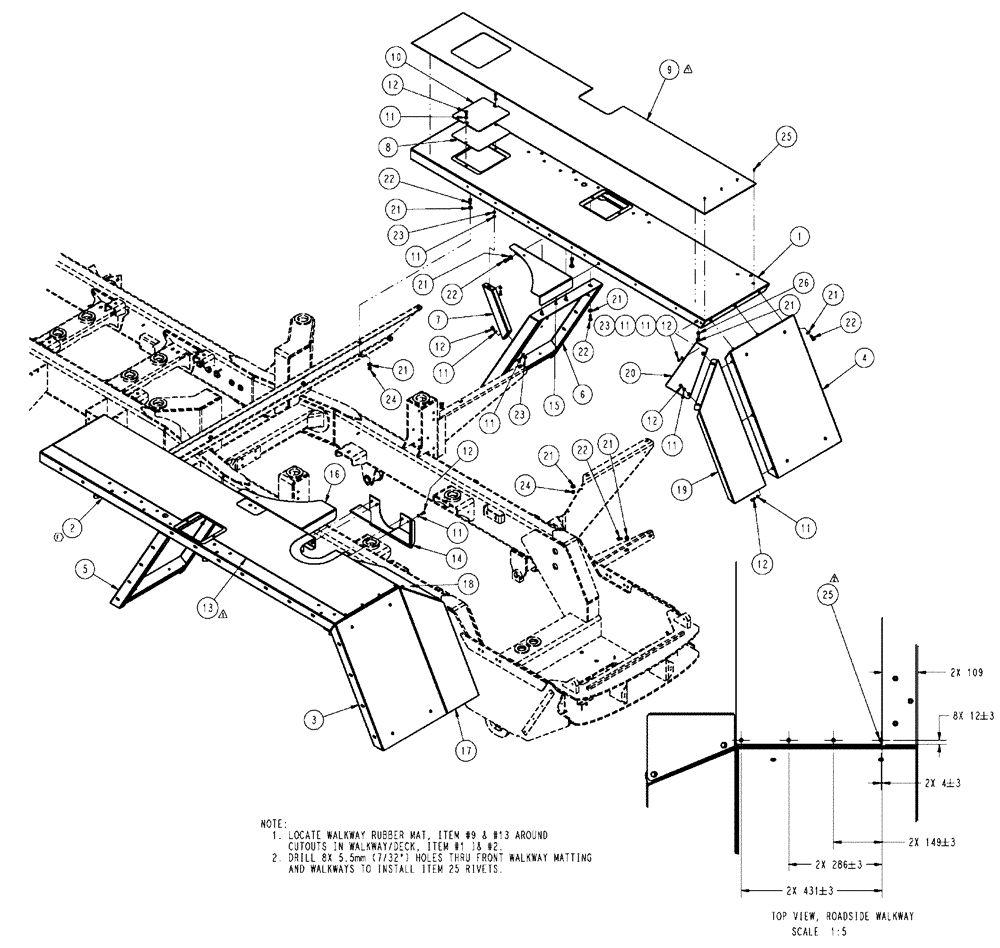 Схема запчастей Case IH FLX4510 - (04-017) - WALKWAY GROUP Frame & Suspension