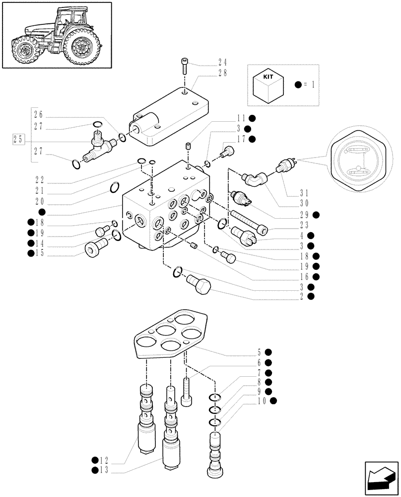 Схема запчастей Case IH MXU100 - (1.80.7/05[01]) - (VAR.350) 2WD CCLS FOR TRANSMISSION 16X16 - CONTROL VALVE AND RELEVANT PARTS (07) - HYDRAULIC SYSTEM