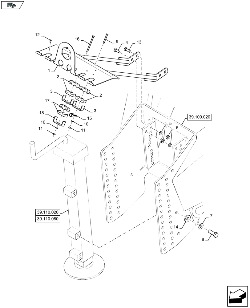 Схема запчастей Case IH LB324P - (39.110.060) - JACK, SUPPORT - C174 (39) - FRAMES AND BALLASTING