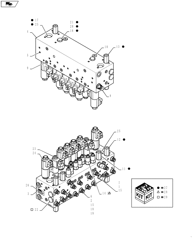Схема запчастей Case IH 4420 - (06-051) - VALVE CONTROL - 8 BANK WITH FITTINGS Hydraulic Plumbing