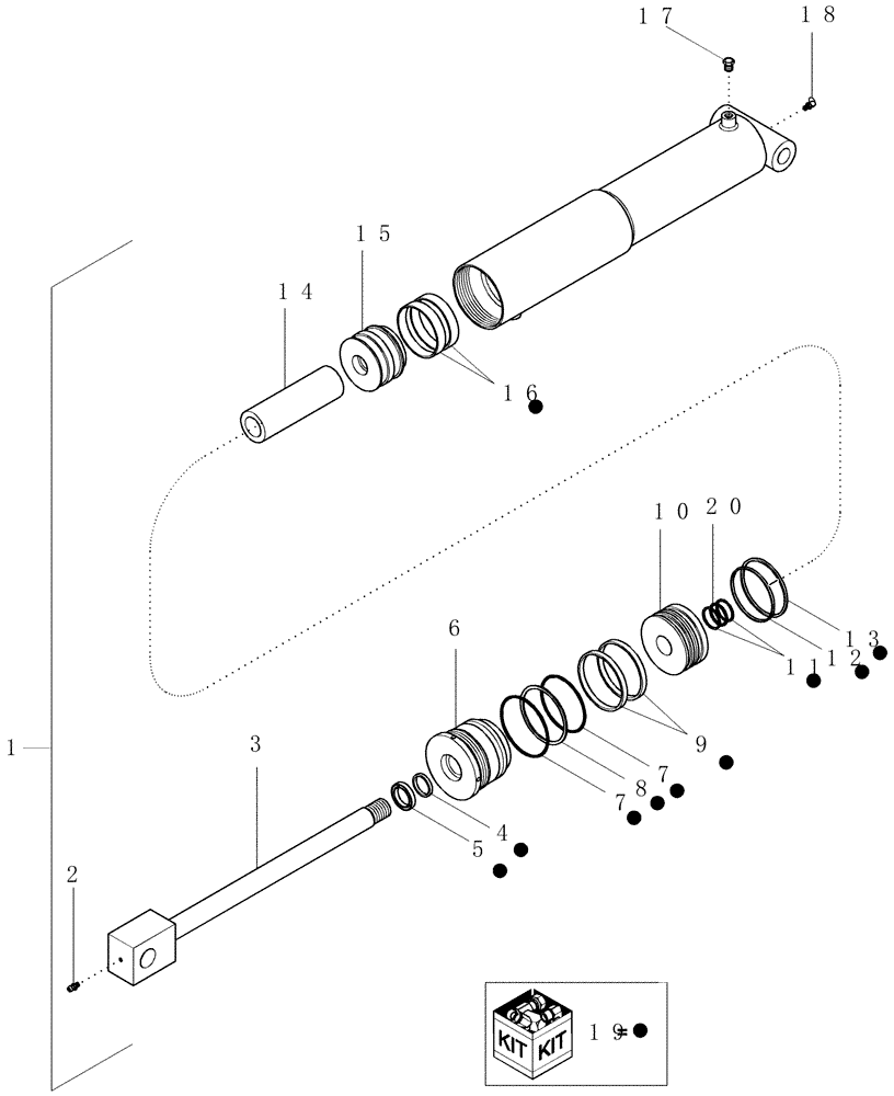 Схема запчастей Case IH 1200PT - (A.10.A[01]) - HYDRAULIC CYLINDER - 396137A2 A - Distribution Systems