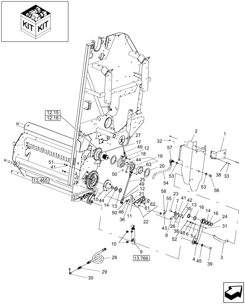 Схема запчастей Case IH RBX462 - (18.99) - HYDRAULIC ROTOR CUTTER REVERSE KIT (18) - ACCESSORIES