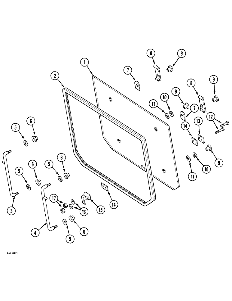 Схема запчастей Case IH 2120 - (9-064) - REAR WINDOW (09) - CHASSIS/ATTACHMENTS