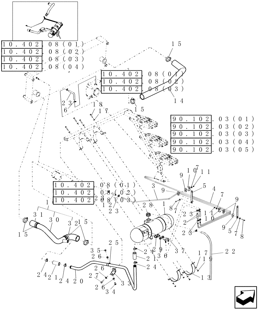 Схема запчастей Case IH 7010 - (10.406.03) - COOLANT LINES - 9010 (10) - ENGINE