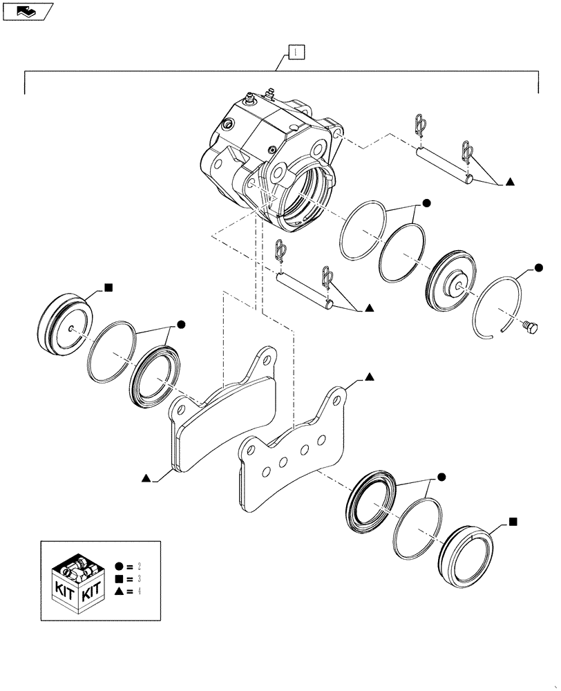 Схема запчастей Case IH 3230 - (33.204.01[02]) - BRAKE CALIPER ASSEMBLY, USED ON SN YBT029141 AND AFTER (33) - BRAKES & CONTROLS