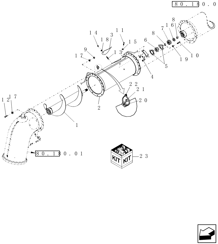 Схема запчастей Case IH 9120 - (80.180.11) - UNLOADING AUGER EXTENSION, 0.9 M (3 FT) (80) - CROP STORAGE/UNLOADING
