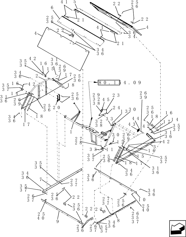 Схема запчастей Case IH 9120 - (80.150.06) - GRAIN TANK COVERS (80) - CROP STORAGE/UNLOADING