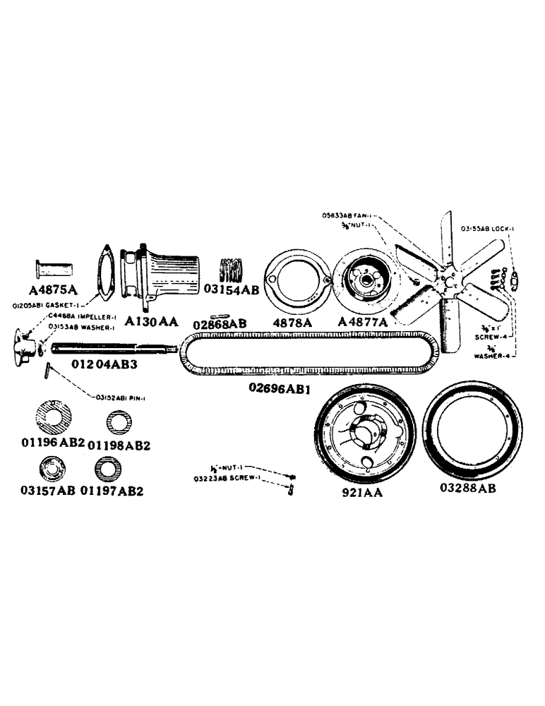 Схема запчастей Case IH LE - (63) - FAN AND WATER PUMP, V BELT DRIVE, ENGINE NUMBER LE300723 AND AFTER 