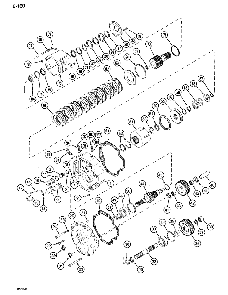 Схема запчастей Case IH 7120 - (6-160) - PTO ASSEMBLY, DUAL SPEED - 540 AND 1000 RPM, IF EQUIPPED (06) - POWER TRAIN