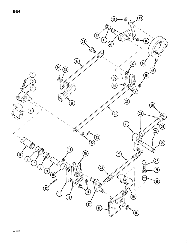 Схема запчастей Case IH 895 - (8-54) - DRAFT CONTROL, INTERNAL CONTROL LINKAGE (08) - HYDRAULICS