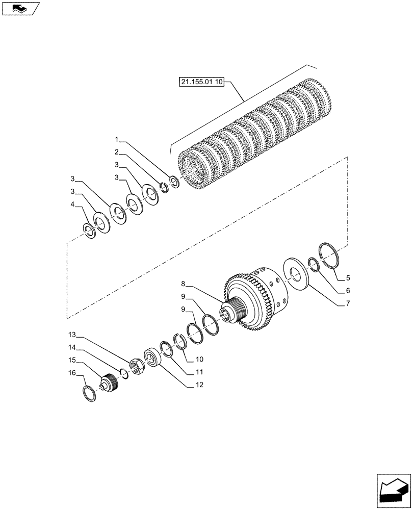 Схема запчастей Case IH PUMA 170 - (21.148.03) - CENTRAL REDUCTION GEARS - REVERSE RANGE CLUTCH (21) - TRANSMISSION