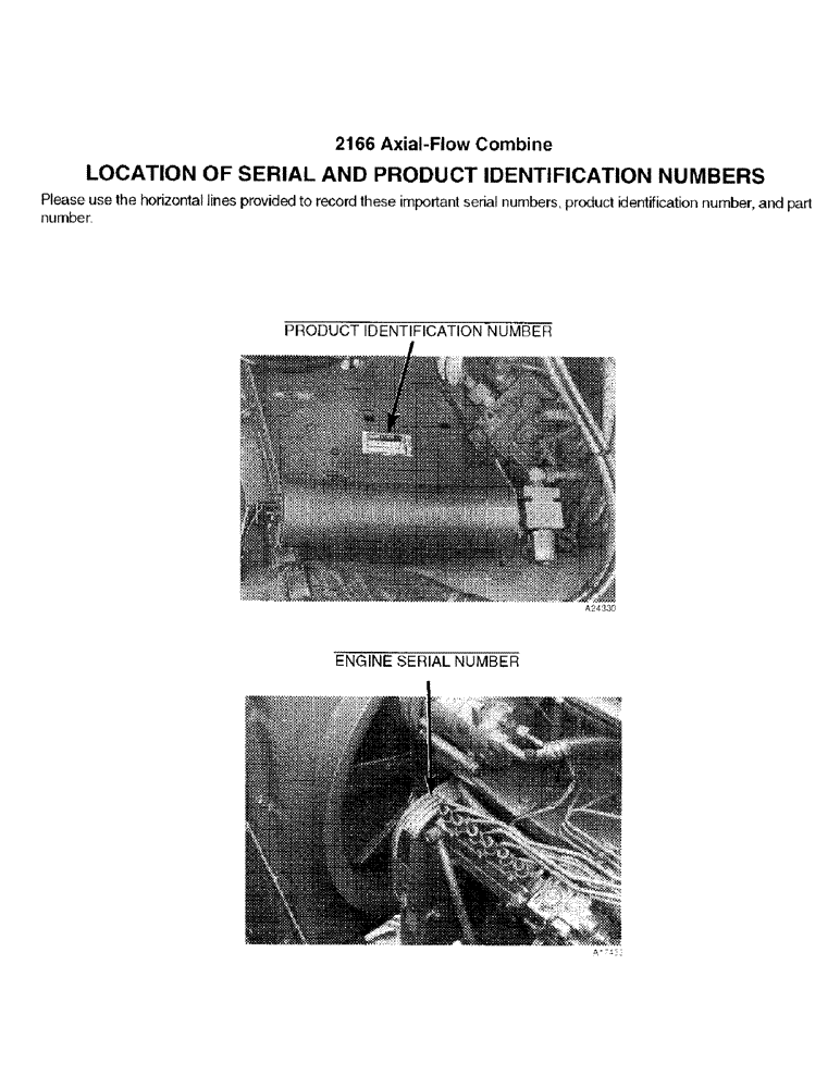 Схема запчастей Case IH 2166 - (1-02) - LOCATION OF SERIAL AND PRODUCT IDENTIFICATION NUMBERS (00) - PICTORIAL INDEX