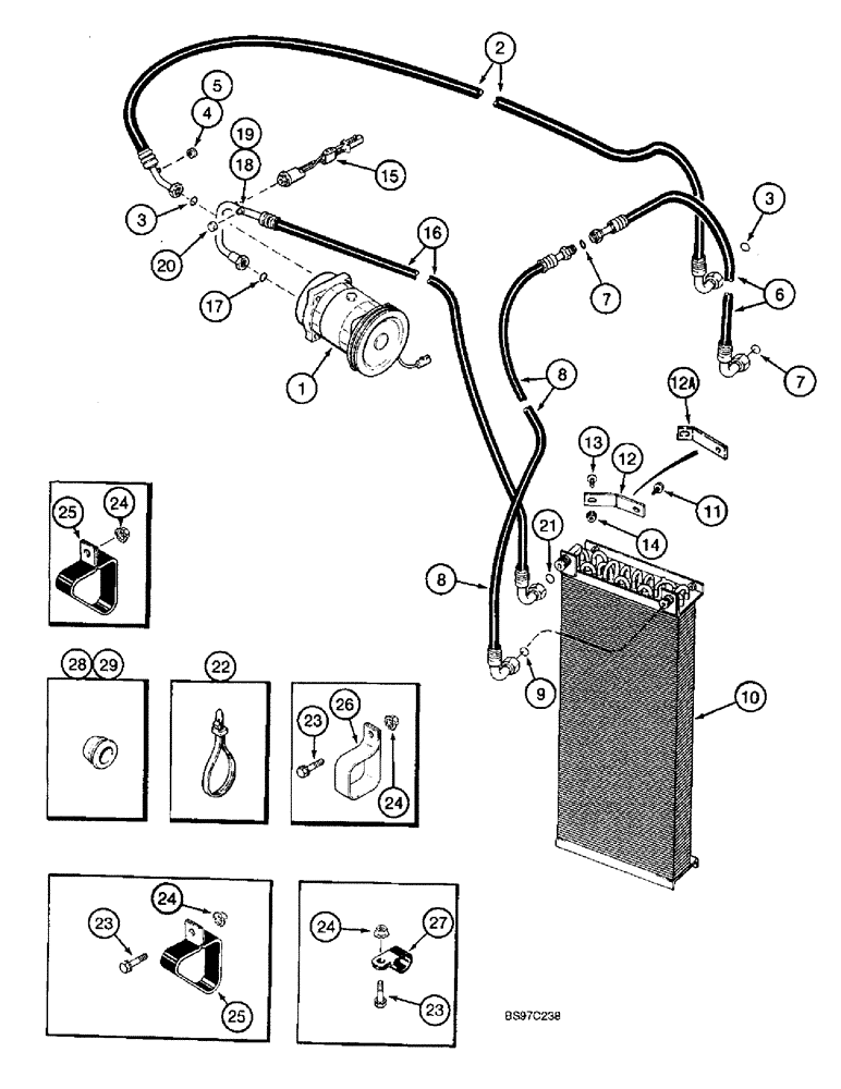 Схема запчастей Case IH 2166 - (9G-50) - HEATING & AIR CONDITIONING SYSTEM, COMPRESSOR TO CONDENSER & CAB/CHASSIS CONNECTIONS (10) - CAB & AIR CONDITIONING