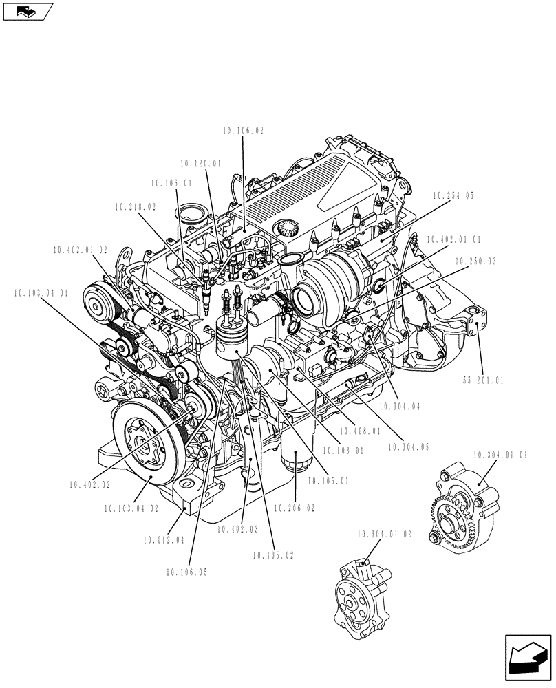 Схема запчастей Case IH F3BFE613B A001 - (10.000.01[01]) - ENGINE (504381488) (10) - ENGINE