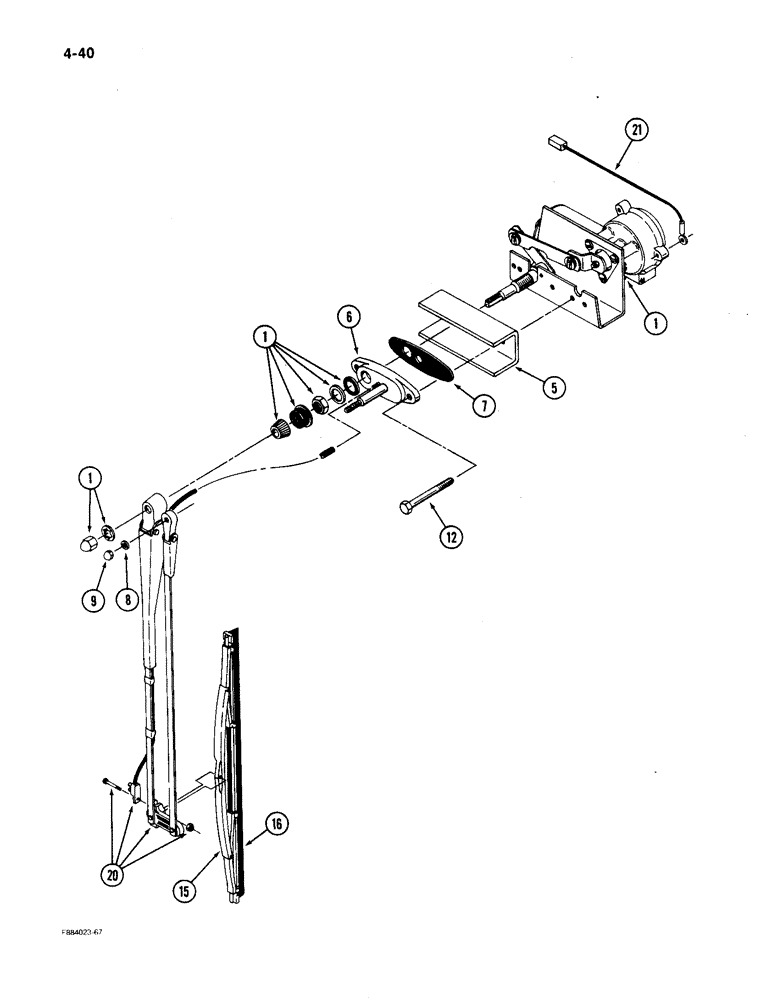 Схема запчастей Case IH 9150 - (4-40) - FRONT WINDOW WIPER (04) - ELECTRICAL SYSTEMS