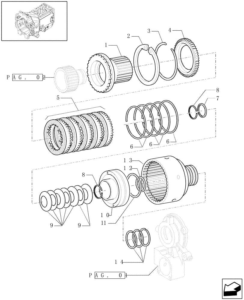 Схема запчастей Case IH PUMA 195 - (1.28.7[03]) - SPEED GEARS AND CLUTCHES - "B" CLUTCH (03) - TRANSMISSION