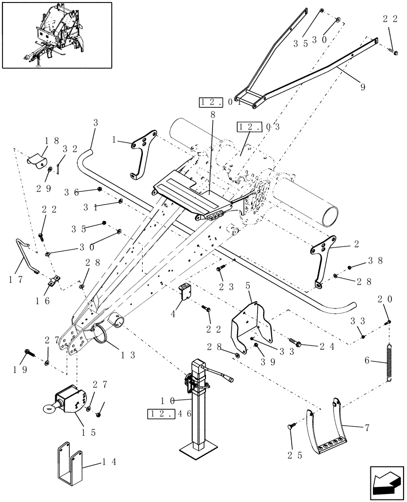 Схема запчастей Case IH RBX463 - (12.19) - RING HITCH, EUROPE & R.O.W. (12) - MAIN FRAME