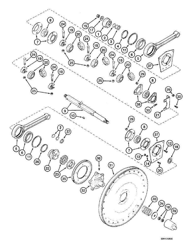 Схема запчастей Case IH 2144 - (9B-34) - SHAKER SHAFT AND AUGER DRIVE (14) - ROTOR, CONCANVES & SIEVE